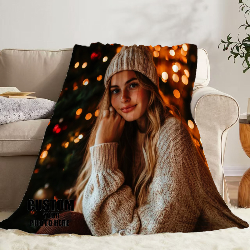 Flannel Personalized Photo Custom Pattern Blanket, Gift for Family